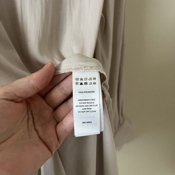 Rachel Zoe Long Button Up Cream Satin Silky Work Wear Career Minimalist Champane - Picture 7 of 8